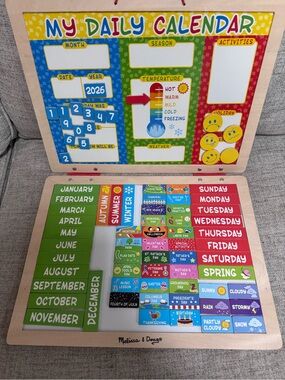 Melissa & Doug Multicolor Magnetic Wooden Daily Calendar-LIKE NEW